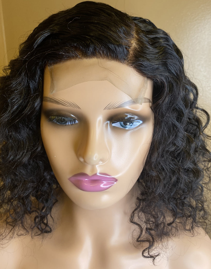 Liz 14 Inch 10A Italian Wave Human Hair 4x5 Lace Front Wig Shoulder Length 150% Density