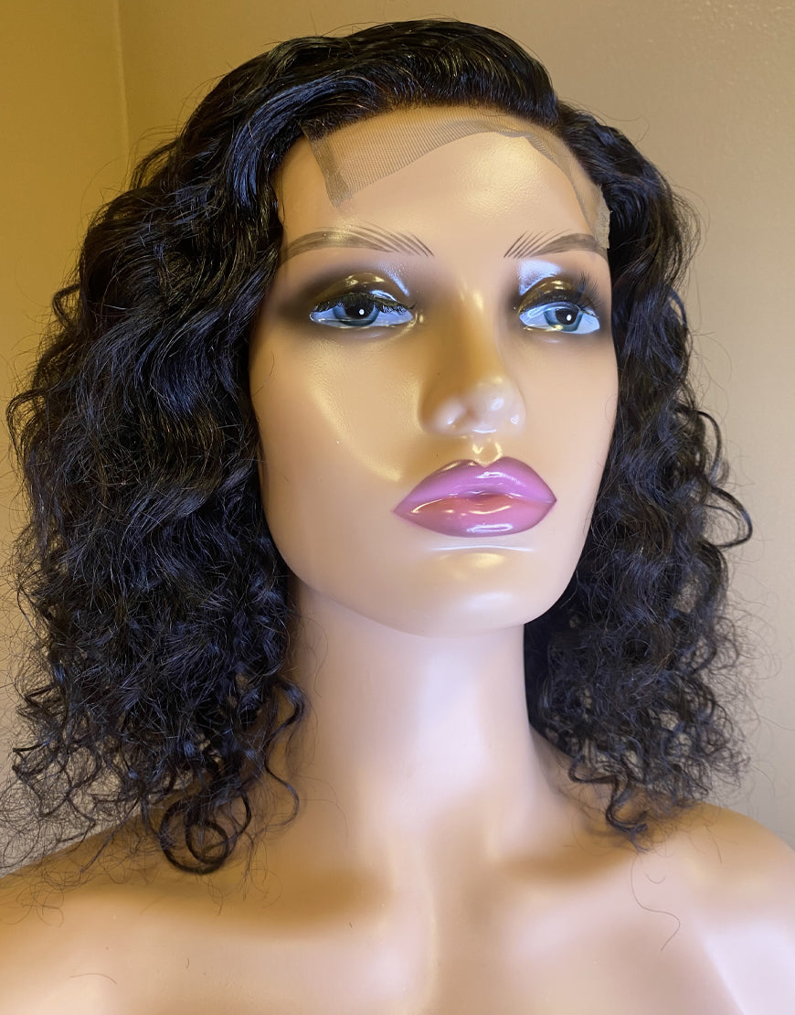 Liz 14 Inch 10A Italian Wave Human Hair 4x5 Lace Front Wig Shoulder Length 150% Density