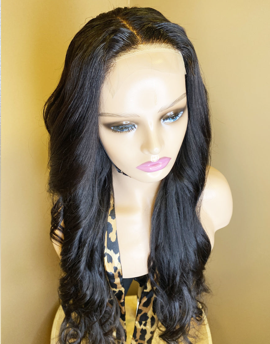 Loraine 26 Inch Body Wave Human Hair 4x5 Lace Front Wig 150% Virgin Hair Natural Black